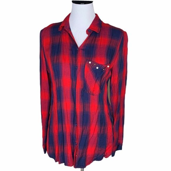 Zara Tops - Zara Basic Collection Womens Button Up Shirt Red l